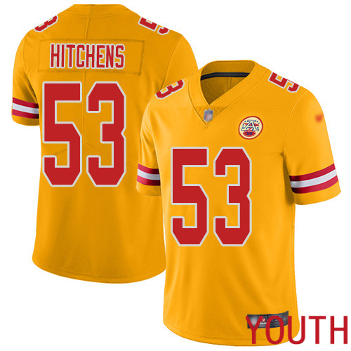 Youth Kansas City Chiefs #53 Hitchens Anthony Limited Gold Inverted Legend Nike NFL Jersey